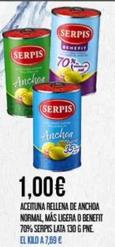 Claudio SERPIS Aceituna rellena de anchoa normal, más ligera o benefit 70% oferta