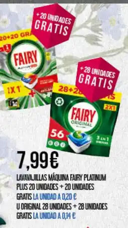 Claudio FAIRY Lavavajillas máquina platinum plus 20 unidades+20 unidades u original 28 unidades + 28 unidades oferta