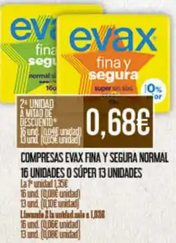 Claudio EVAX Compresas fina y segura normal 16 unidades o súper 13 unidades oferta