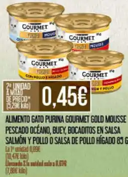 Claudio PURINA GOURMET Alimento gato gold mousse pescado océano, buey, bocaditos en salsa salmón y pollo o salsa de pollo hígado oferta