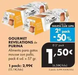 Supermercados Lupa GOURMET REVELATIONS de PURINA Alimento para gatos mousse con pollo, oferta