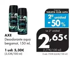 Supermercados Lupa Axe - desodorante aqua bergamot oferta
