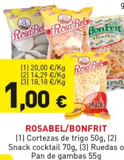 Hiperber ROSABEL/BONFRIT Cortezas de trigo Snack cocktail Ruedas o Pan de gambas oferta