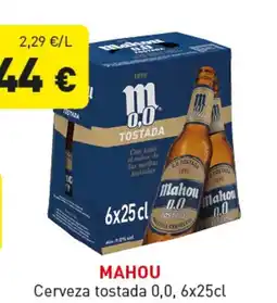 Hiperber MAHOU Cerveza tostada 0,0, oferta