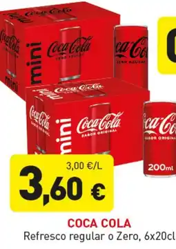 Hiperber COCA COLA Refresco regular o Zero oferta