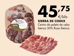 Supermercados Lupa SIERRA DE CODEX Centro de paleta de cebo ibérica 50% Raza Ibérica oferta
