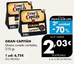 Supermercados Lupa GRAN CAPITÁN Queso curado cortadas oferta