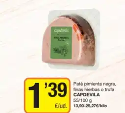 Economy Cash CAPDEVILA Paté pimienta negra, finas hierbas o trufa oferta