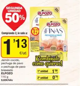 Economy Cash ELPOZO Jamón cocido, pechuga de pavo o pechuga de pavo braseado oferta