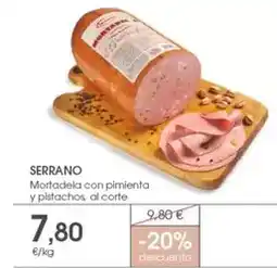 Supermercados Plaza Serrano - mortadela con pimienta y pistachos al corte oferta