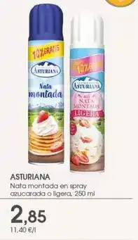 Supermercados Plaza La asturiana - nata montada en spray azucarada o ligera oferta