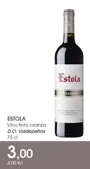 Supermercados Plaza Estola - vino tinto crianza d.o. valdepenas oferta