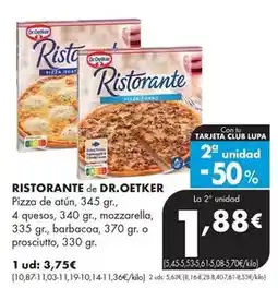 Supermercados Lupa Dr oetker - ristorante pizza de atun oferta