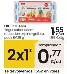 Eroski Eroski basic - yogur sabor coco-macedonia-piña-galleta oferta