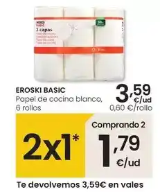 Eroski Eroski basic - papel de cocina blanco oferta