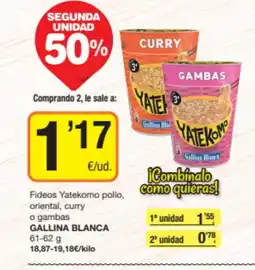 Economy Cash GALLINA BLANCA Fideos Yatekomo pollo, oriental, curry o gambas oferta