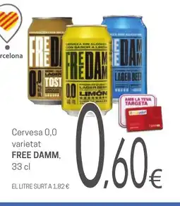 Valvi Supermercats FREE DAMM Cervesa 0,0 varietat oferta