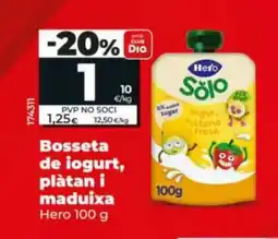 Maxi Dia HERO Bosseta de iogurt, plàtan i maduixa oferta