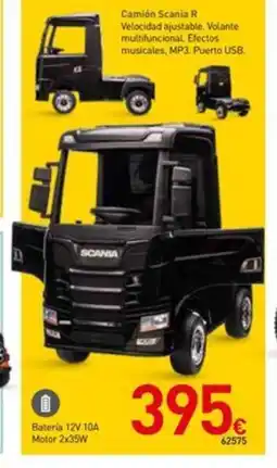 Mi Bricolaje Camión Scania R Velocidad ajustable. Volante multifuncional. Efectos musicales, MP3. Puerto USB. oferta