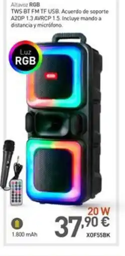 Mi Bricolaje Altavoz RGB TWS BT FM TF USB. Acuerdo de soporte A2DP 1.3 AVRCP 1.5. oferta