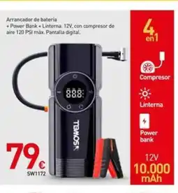 Mi Bricolaje Arrancador de bateria + Power Bank + Linterna. 12V, con compresor de aire 120 PSI máx. Pantalla digital. oferta