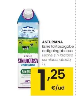 Eroski ASTURIANA Leche sin lactosa semidesnatada, oferta
