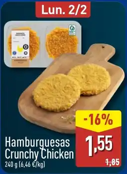 ALDI Hamburguesas Crunchy Chicken oferta