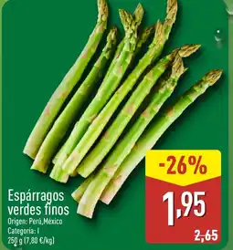 ALDI Espárragos verdes fínos oferta