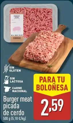 ALDI Burger meat picada de cerdo oferta