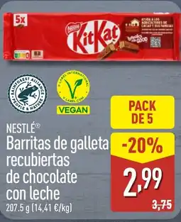 ALDI NESTLÉ Barritas de galleta recubiertas de chocolate oferta