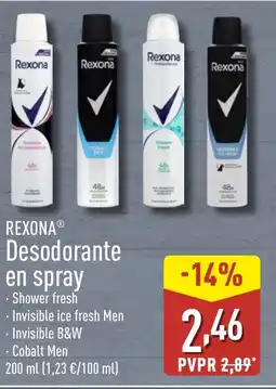 ALDI REXONA Desodorante en spray oferta