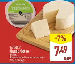 ALDI LA TABLA Queso tierno oferta
