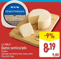 ALDI LA TABLA Queso semicurado oferta