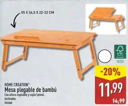 ALDI HOME CREATION Mesa plegable de bambú oferta