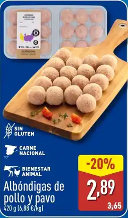 ALDI Albóndigas de pollo y pavo oferta