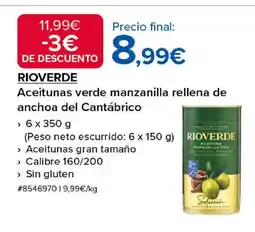 Costco RIOVERDE Aceitunas verde manzanilla rellena de anchoa del Cantábrico oferta