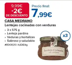 Costco CASA MEDRANO Lentejas cocinadas con verduras oferta