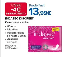Costco INDASEC DISCREET Compresas extra oferta