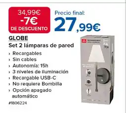 Costco GLOBE Set 2 lámparas de pared oferta