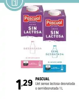 Coviran PASCUAL Llet sense lactosa desnatada o semidesnatada oferta