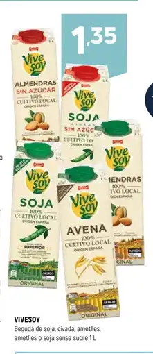 Coviran VIVESOY Beguda de soja, civada, ametlles, ametlles o soja sense sucre oferta