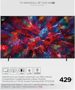 Tien 21 LG Tv nanocell 55" uhd 4k oferta