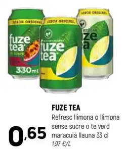 Coviran FUZE TEA Refresc llimona o llimona sense sucre o te verd maracuià llauna oferta