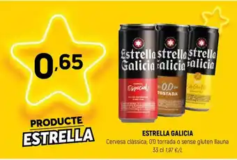 ESTRELLA GALICIA Cervesa clàssica, 0'0 torrada o sense gluten llauna