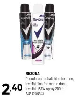 Coviran REXONA Desodorant cobalt blue for men, invisible ice for men o dona invisible B&W spray oferta