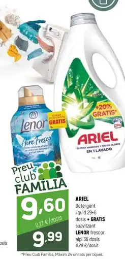 Coviran ARIEL y LENOR Detergent líquid 29+6 dosis + GRATIS suavitzant frescor oferta