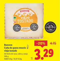 Lidl RONCERO Cuña de queso mezcla viejo tostado oferta