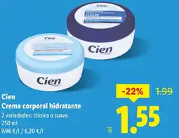 Lidl CIEN Crema corporal hidratante oferta