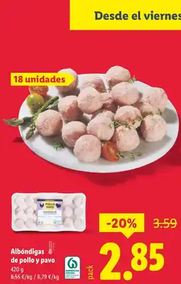 Lidl Albóndigas de pollo y pavo oferta