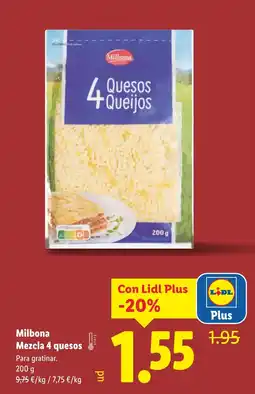 Lidl MILBONA Mezcla 4 quesos oferta
